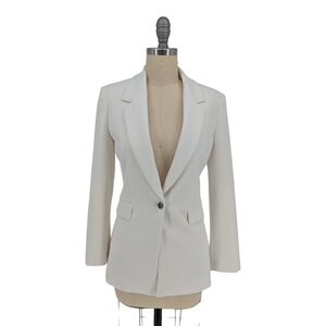 01563 WHBM One Button Blazer White size 0 preppy Business casual classic office